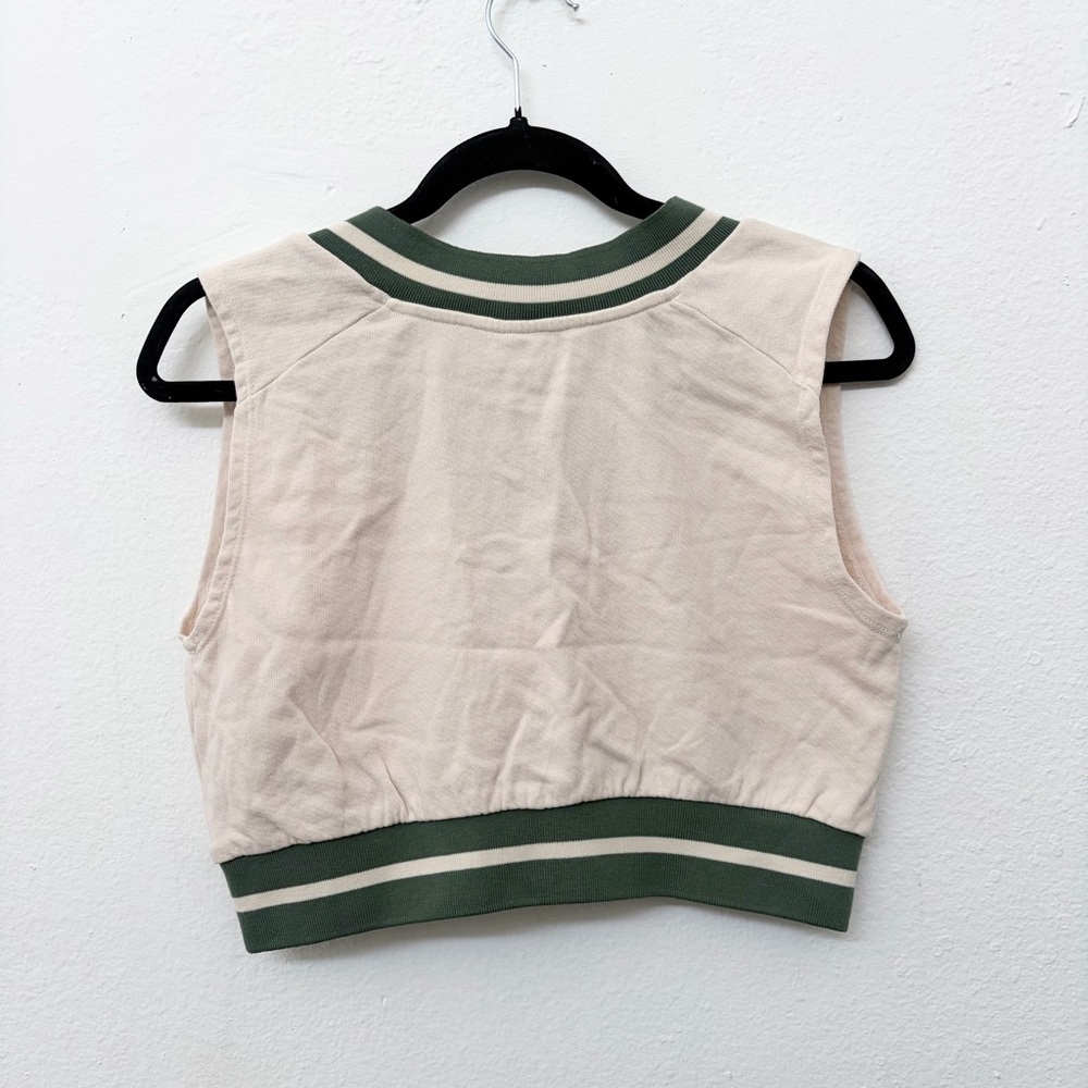 SET Active Green Cream Cropped Preppy Vest Top Women's Size XS - Picture 4 of 5